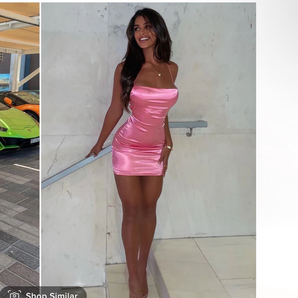 Pink Satin Mini Dress